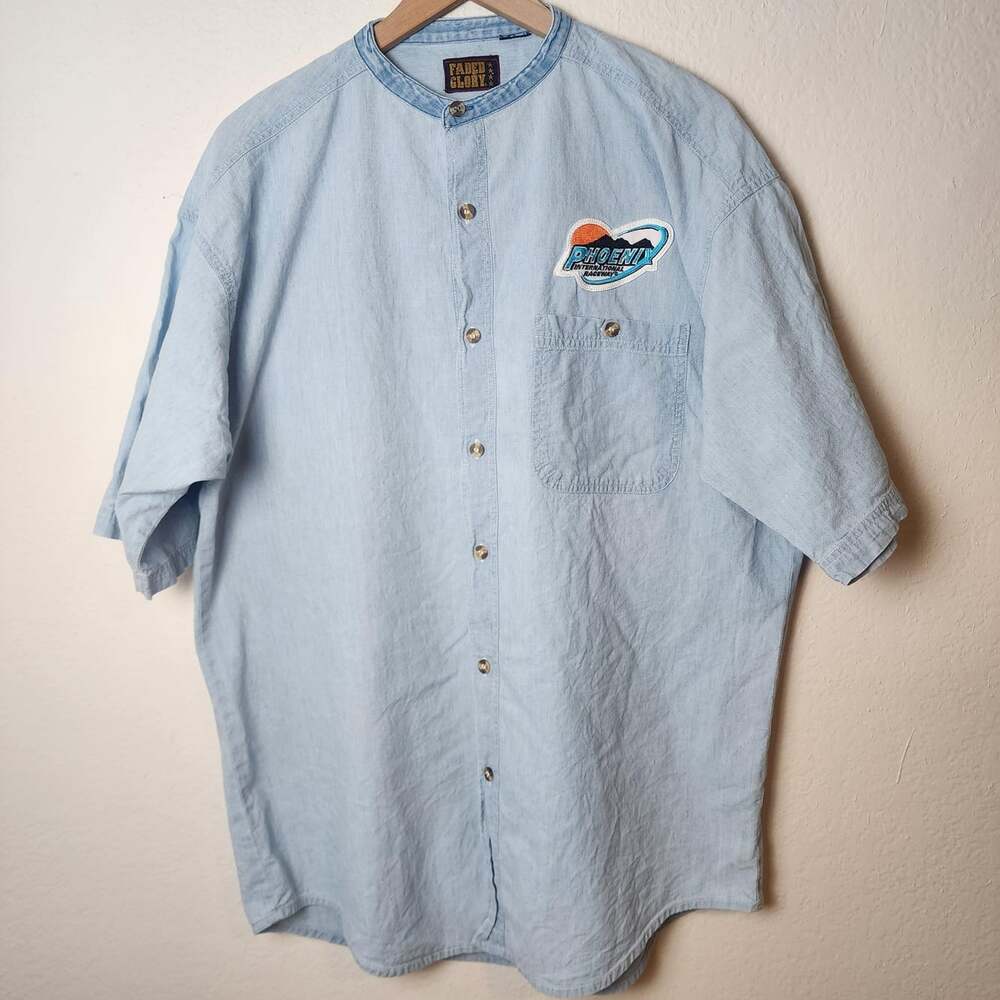 Vintage Phoenix International Raceway Shirt Mens Large Blue NASCAR Chambray